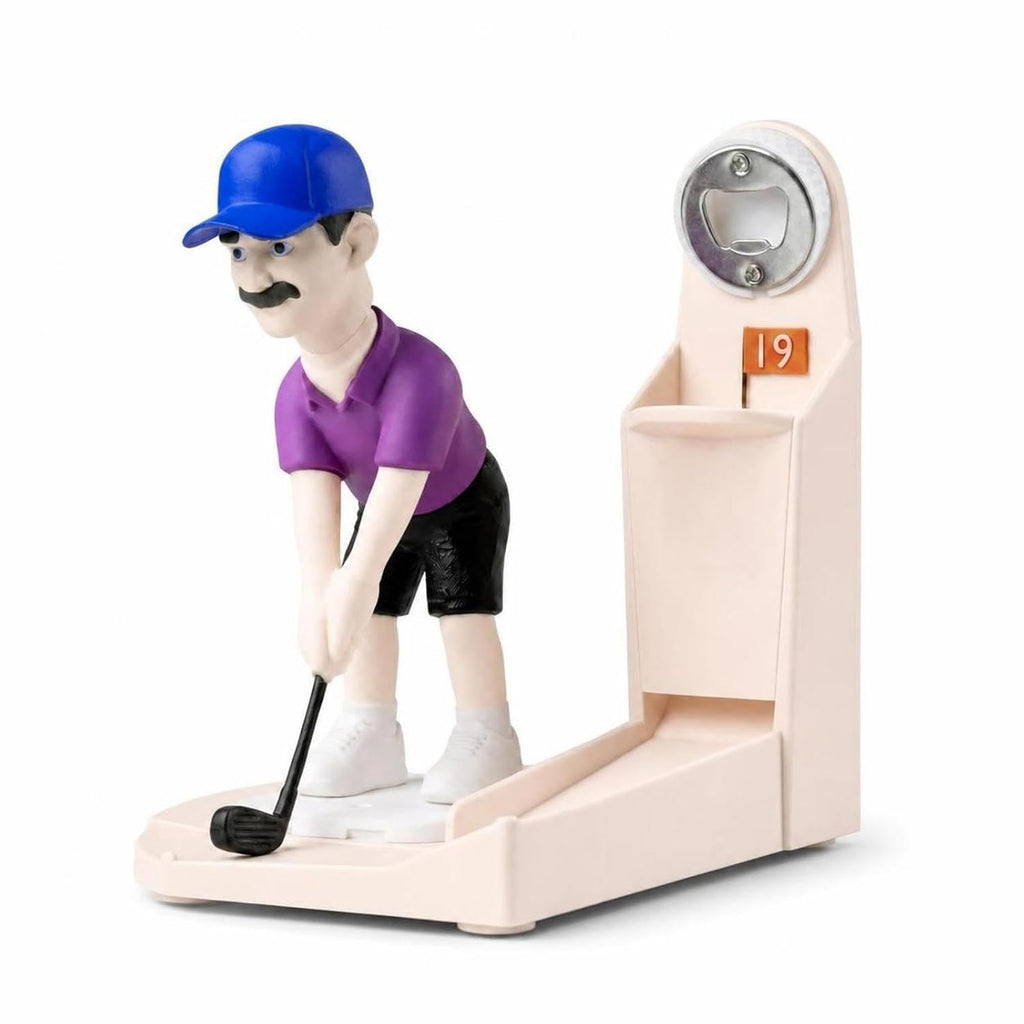 Plastic and Metal Golf Bottle Opener, Novelty Golfer Figurine, Freestanding Desktop Display, 370g, 18cm x 10cm