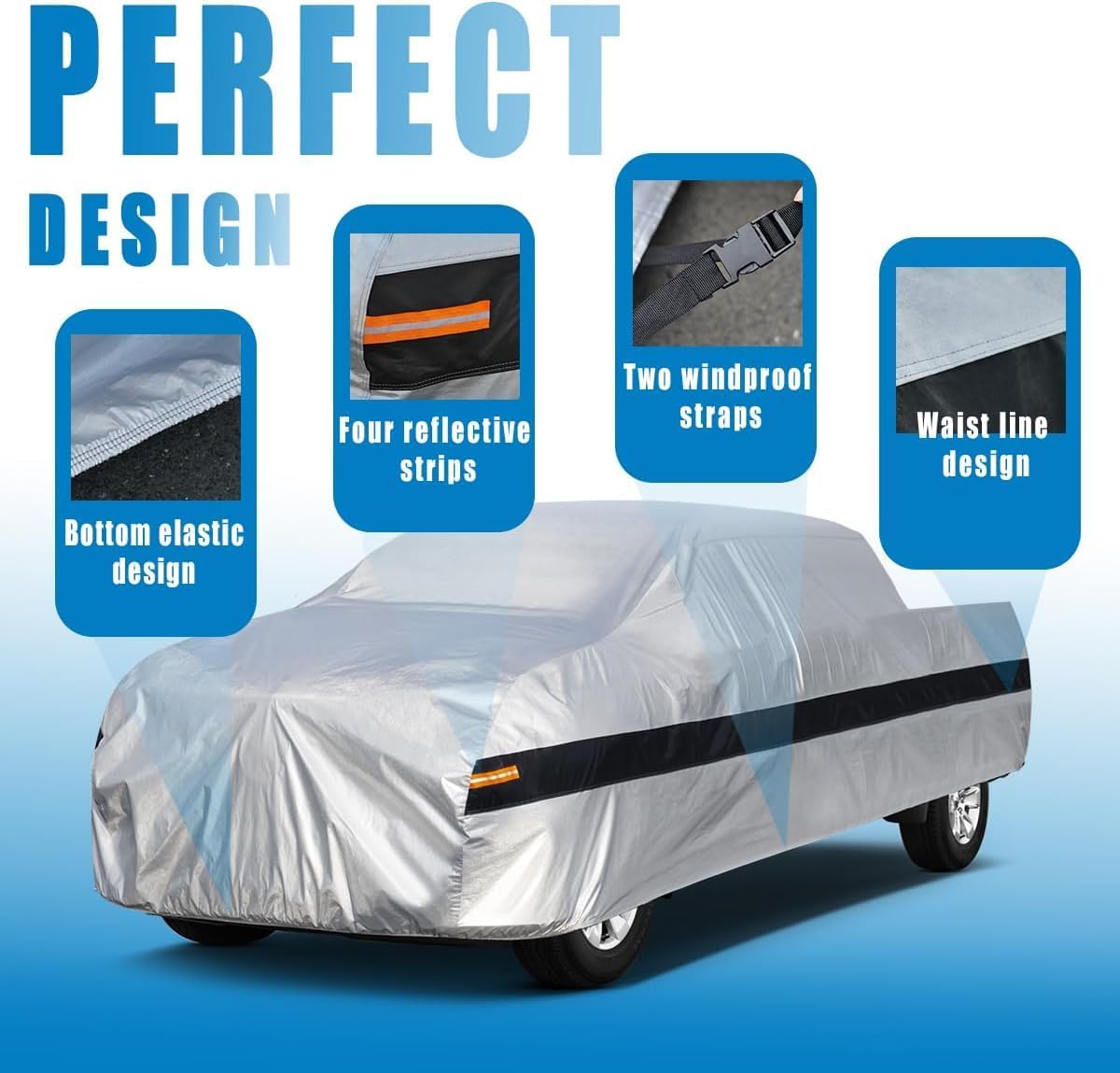 10 Layers Truck Cover Waterproof All Weather. Pickup Truck Cover Rain Snow UV Dust Protection. Length: 256-270 inches, Universal Fit for Ford F-250 etc.