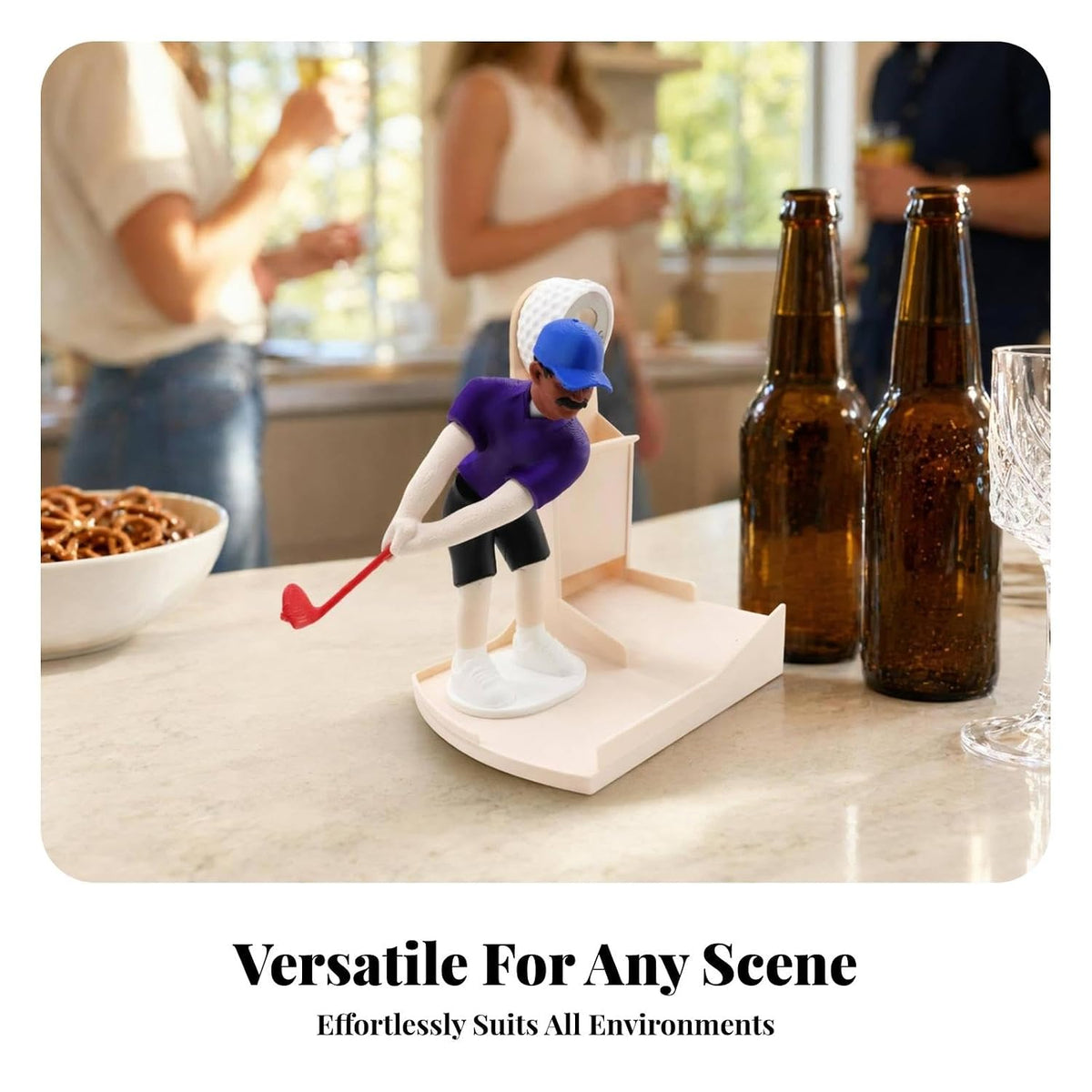 Plastic and Metal Golf Bottle Opener, Novelty Golfer Figurine, Freestanding Desktop Display, 370g, 18cm x 10cm