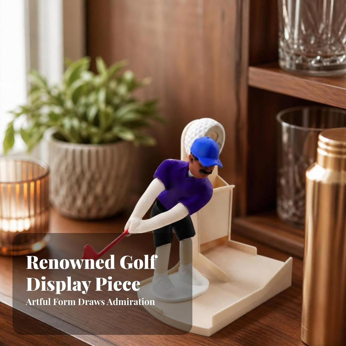 Plastic and Metal Golf Bottle Opener, Novelty Golfer Figurine, Freestanding Desktop Display, 370g, 18cm x 10cm