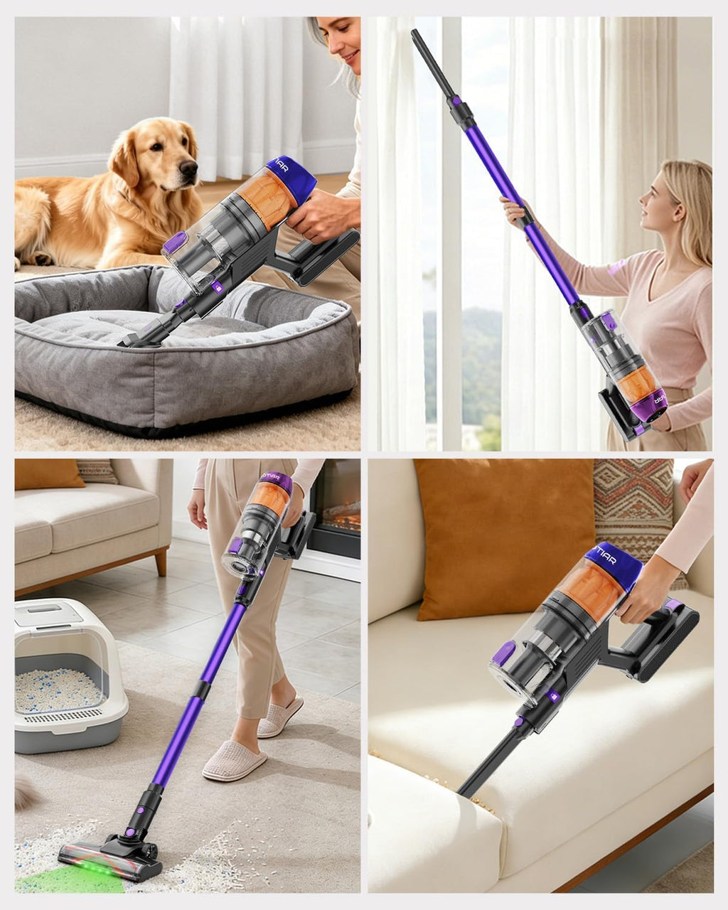 Cordless Vacuum Cleaner,120Min Runtime with 2 Batteries for Pet Hair Carpet