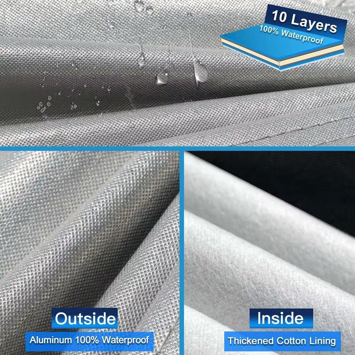 10 Layers Truck Cover Waterproof All Weather. Pickup Truck Cover Rain Snow UV Dust Protection. Length: 256-270 inches, Universal Fit for Ford F-250 etc.