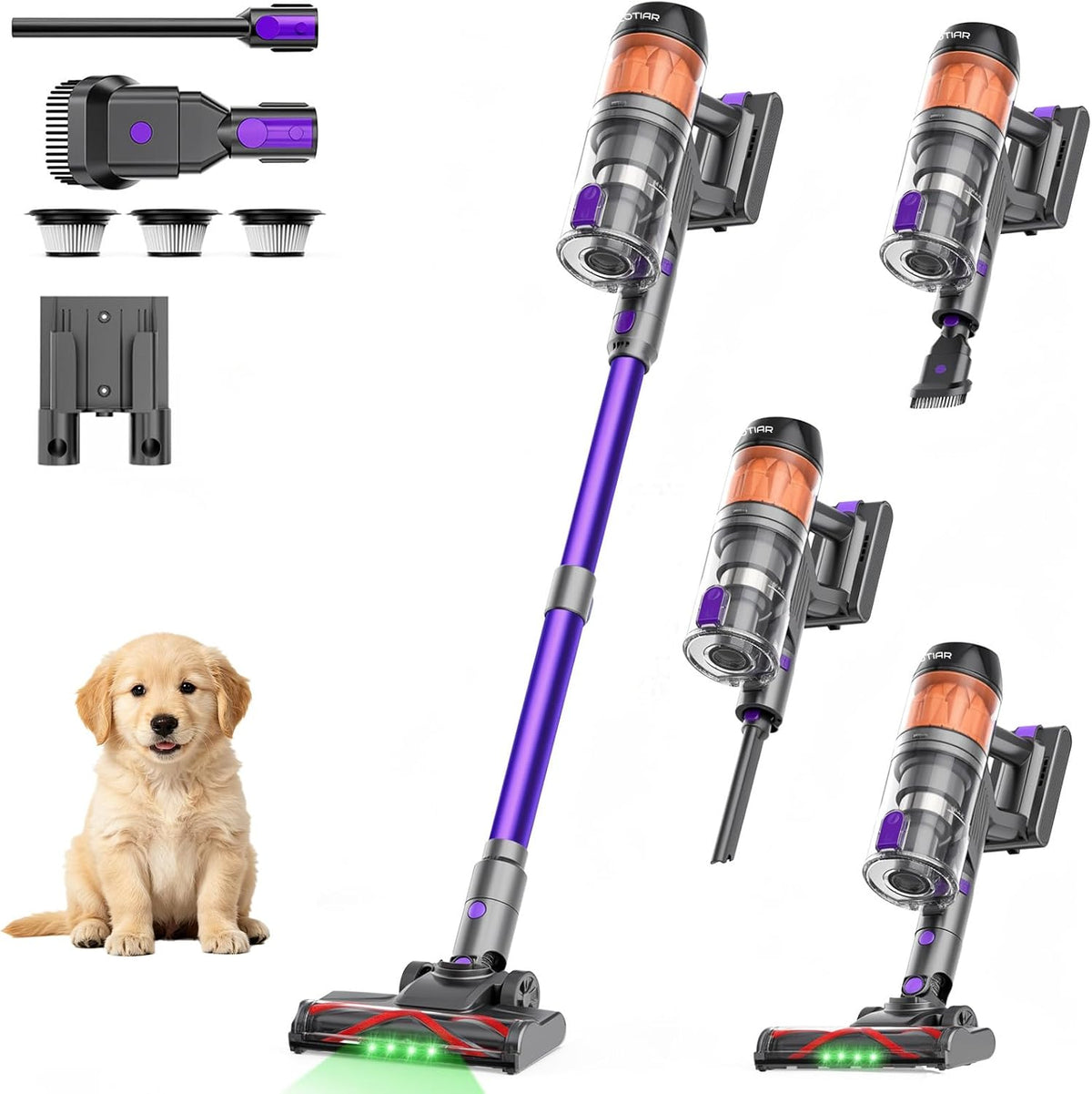 Cordless Vacuum Cleaner,120Min Runtime with 2 Batteries for Pet Hair Carpet
