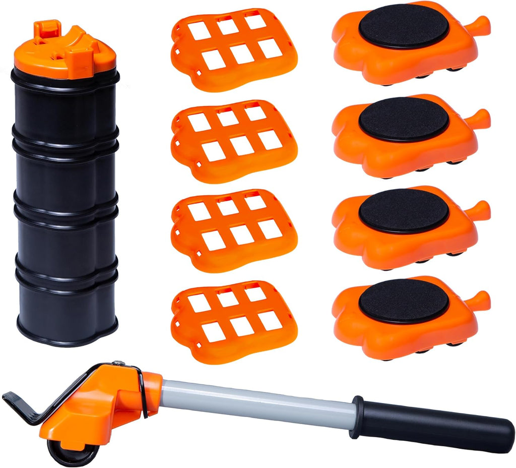 Heavy Duty Furniture Lifter 4 Appliance Roller Sliders with 660 lbs Load Capacity Wheels + Adjustable Height Lifting Tool Lever Suitable for Safe and Easy Moving of Couches Sofas Refrigerators + More